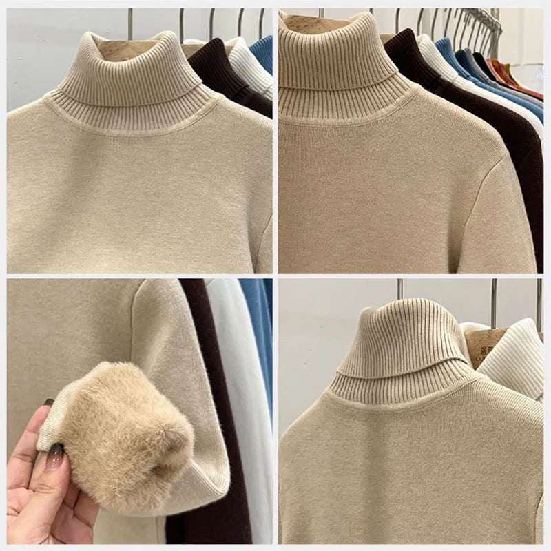 Thicken Turtleneck Sweater Fashion Lined Warm