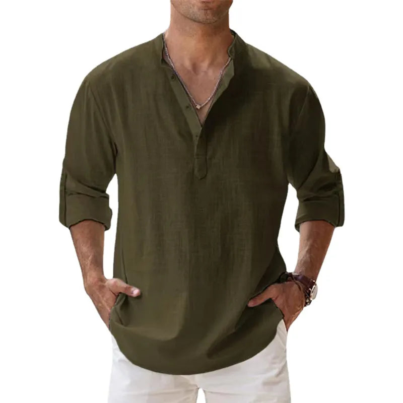 Cotton Linen Shirts Lightweight Long Sleeve