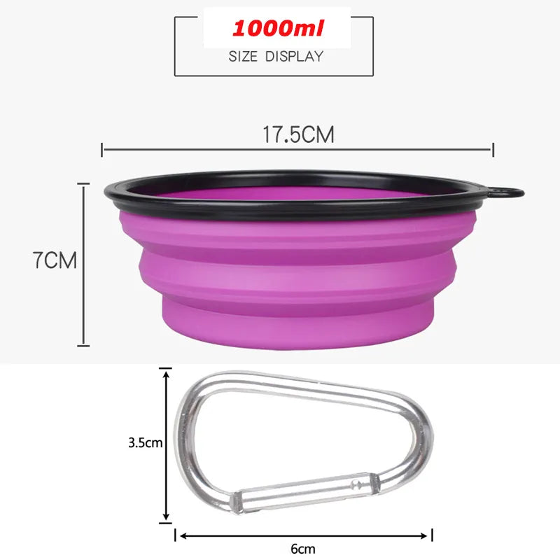 1000ml Large Collapsible Dog Pet Folding Silicone Bowl Outdoor