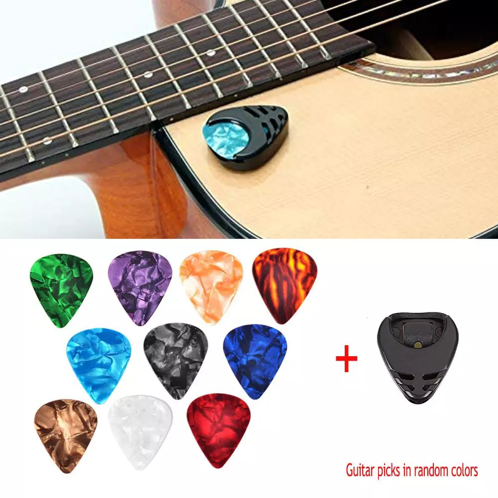 10Pcs Guitar Picks & Guitar Pick Holder Set