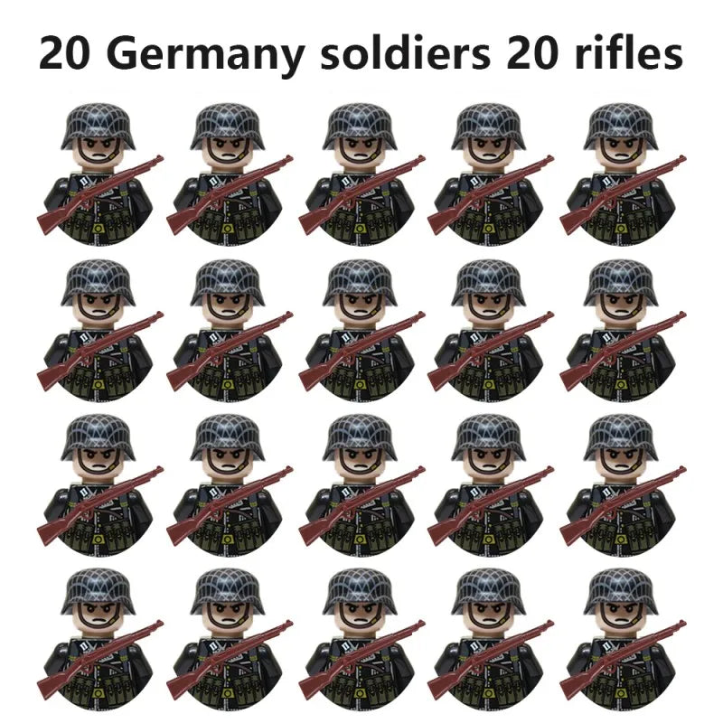 20Pcs/Set WW2 Military Soldier Blocks Action Figure