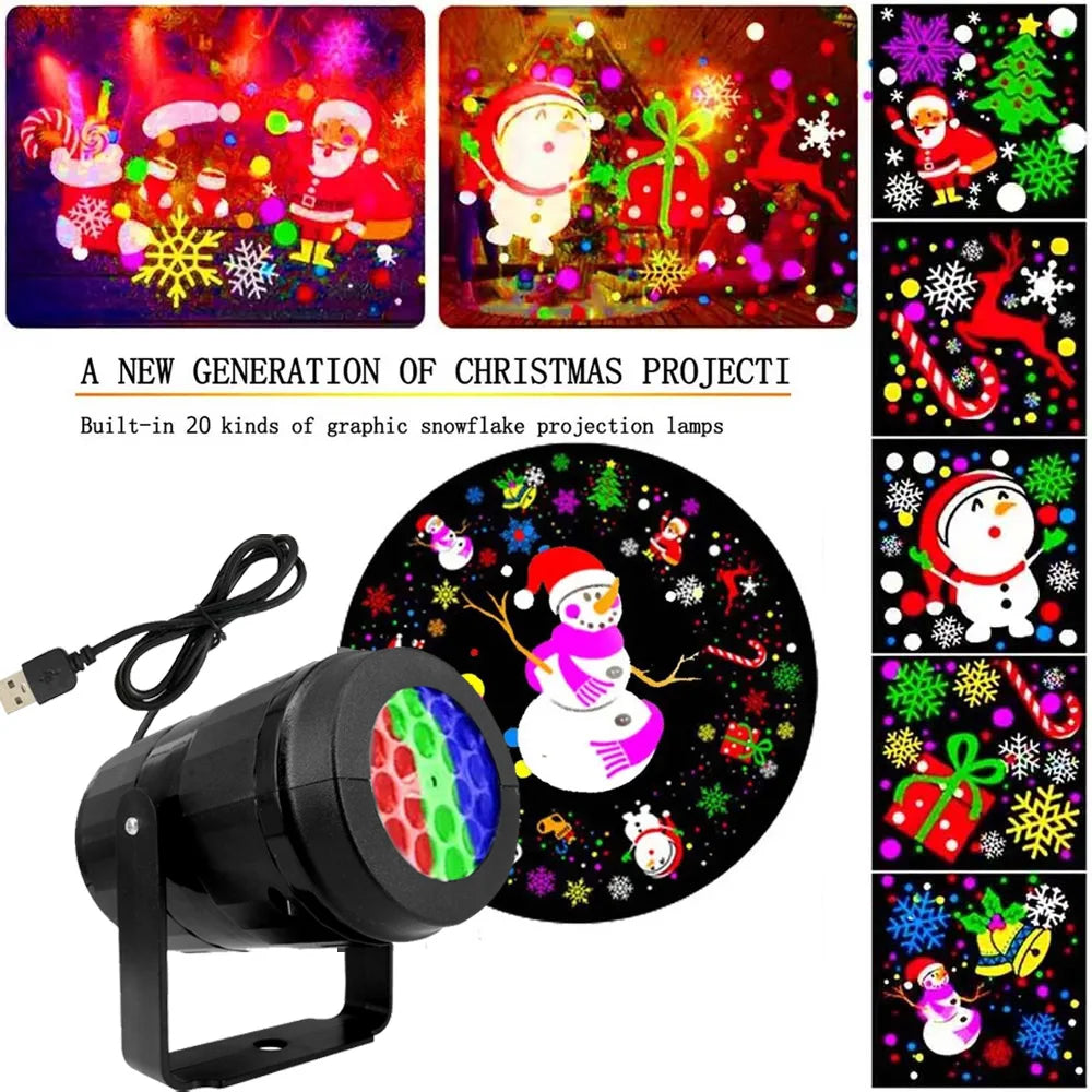 USB Power Snowflake Christmas Projector LED