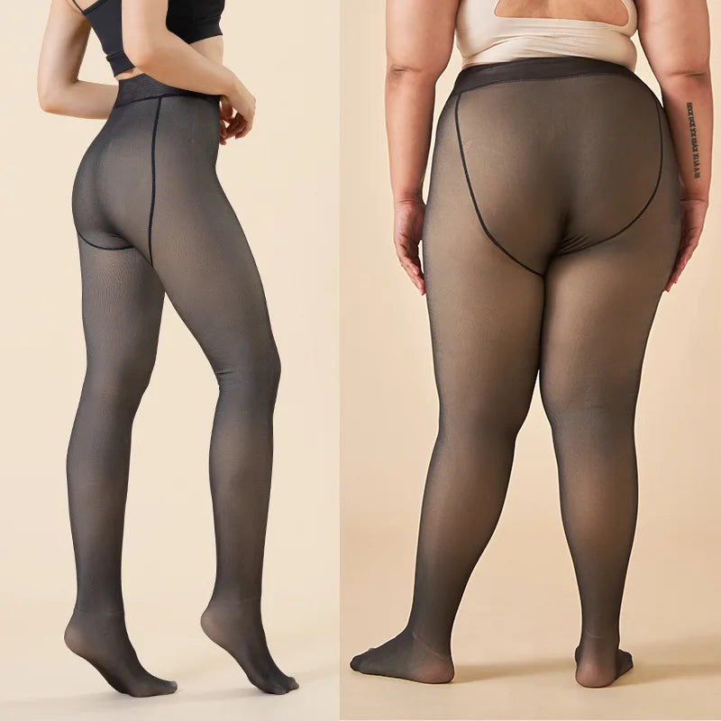 Thermal Stockings Fleece Lined Tights Translucent