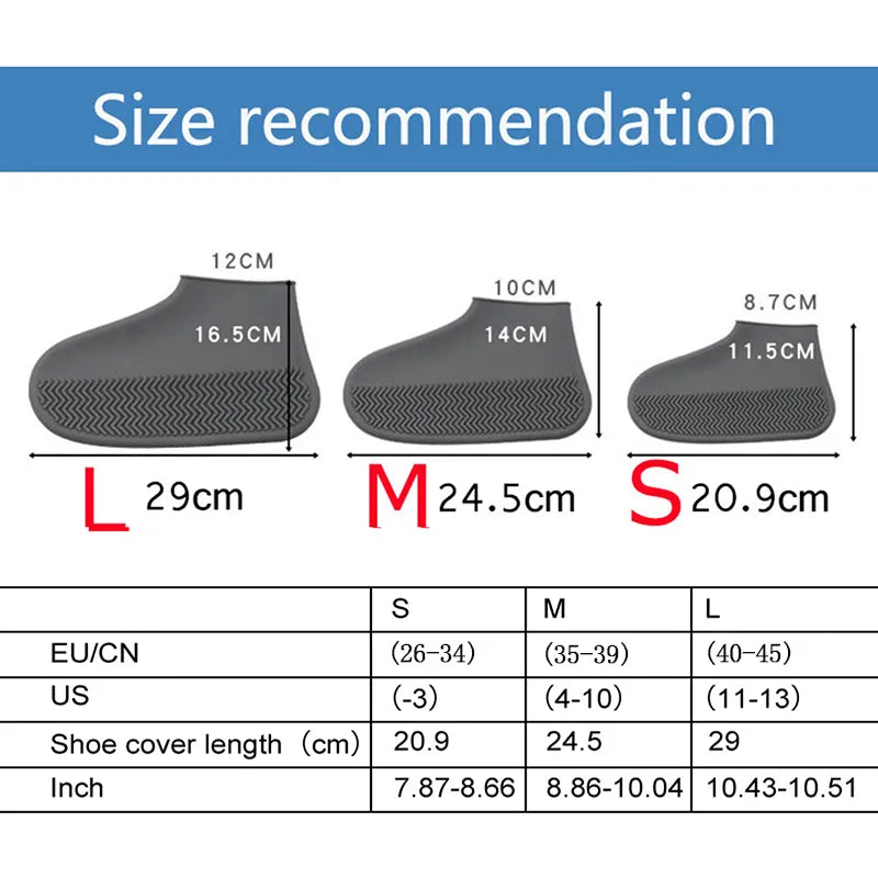 1 Pair Waterproof Non-slip Silicone Shoe