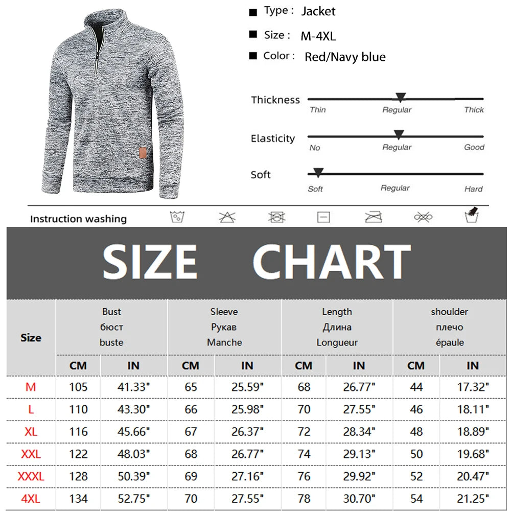 Men Sweatshirts Spring Thicker Pullover Half Zipper