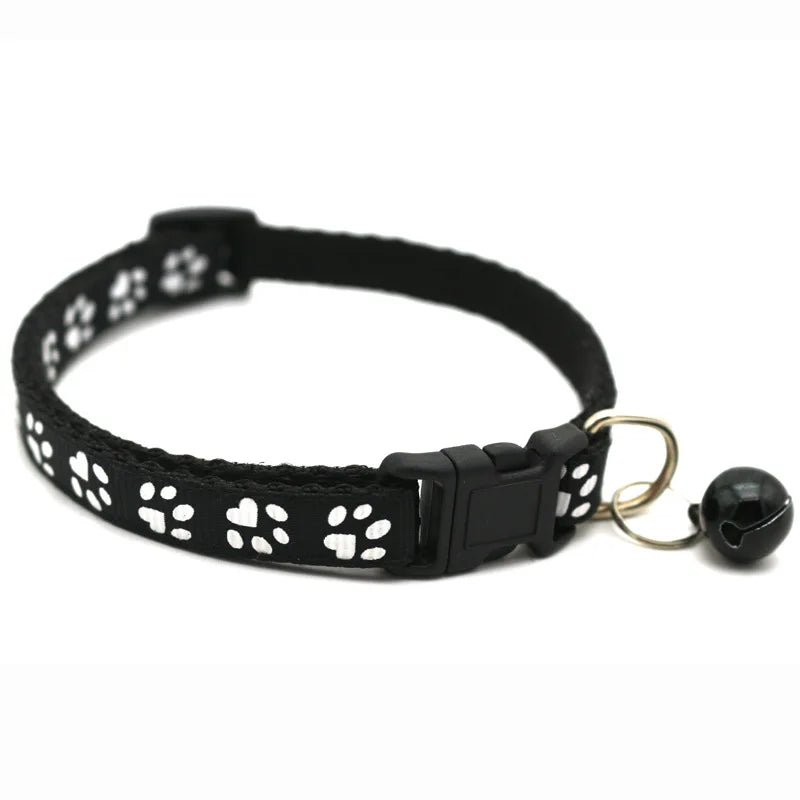 Pet Collar With Bell Cartoon Footprint Colorful Accessories