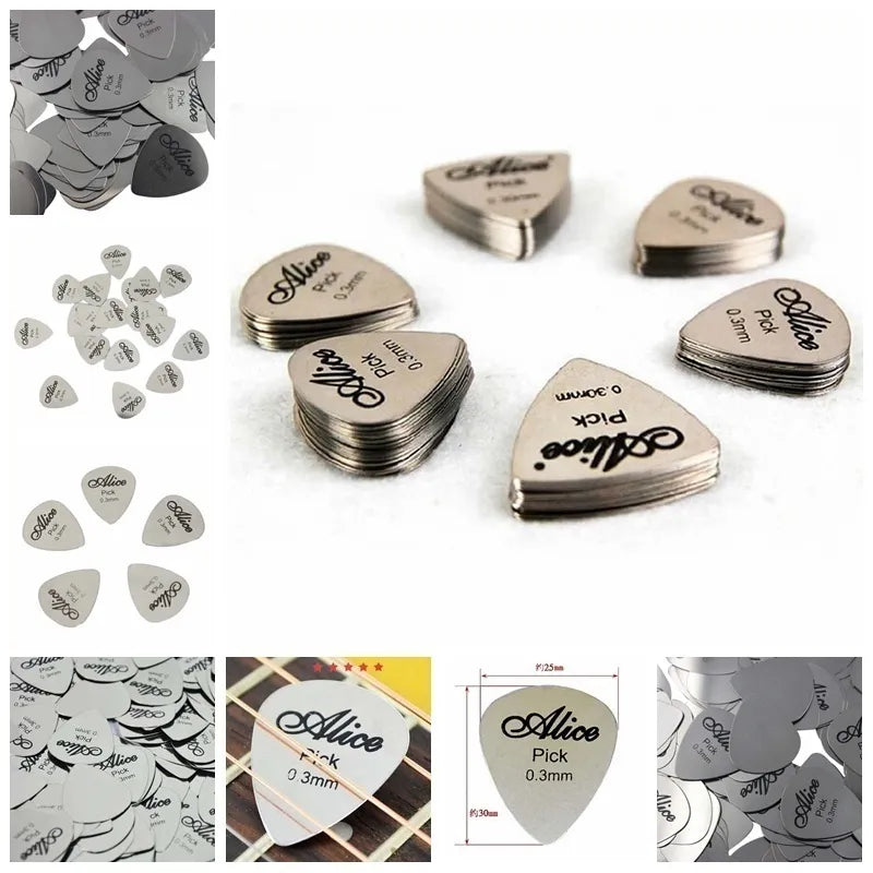 5/10Pcs Metal Guitar Pick 0.3mm Thin Durable Silver