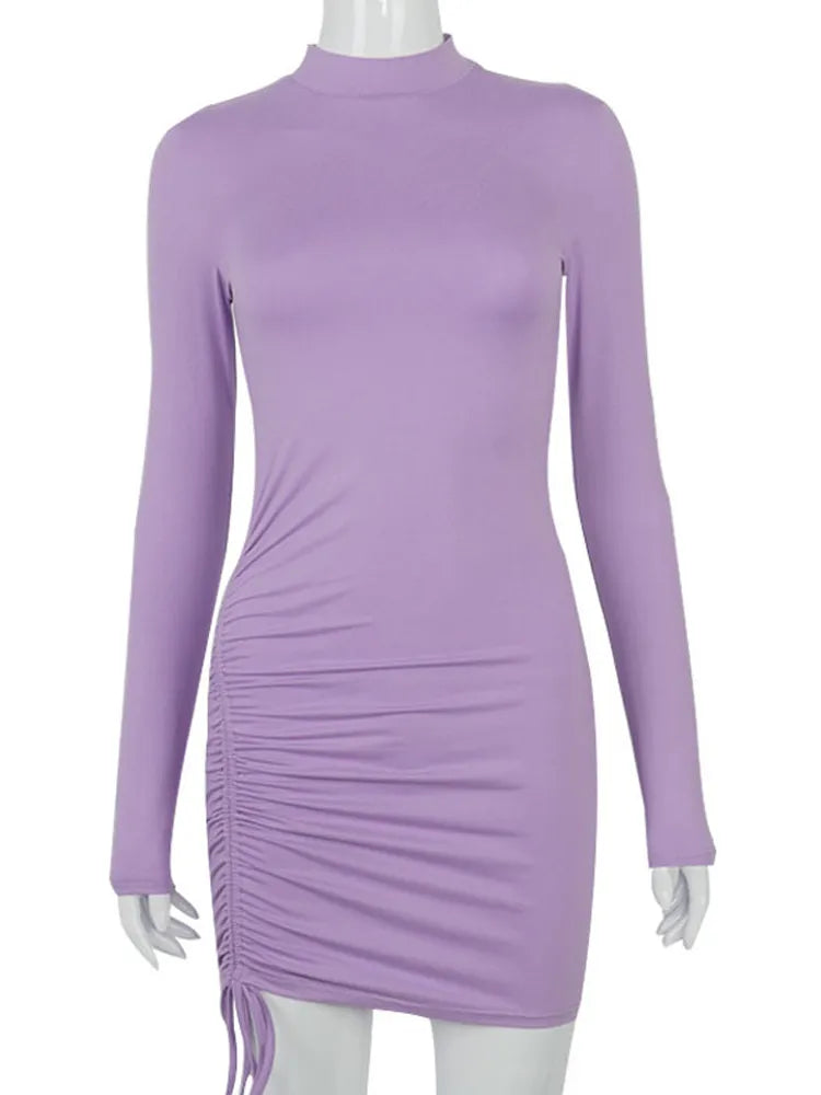 Long Sleeve Ruched Bodycon Dress