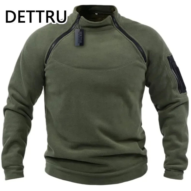 Winter Mens Military Sweatshirt Fleece Zipper Pullover