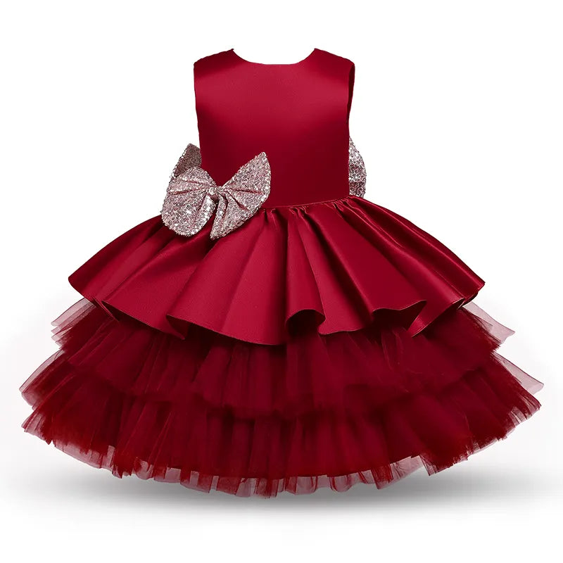 Toddler Baby Girl Dress  Big Bow Baptism Dress