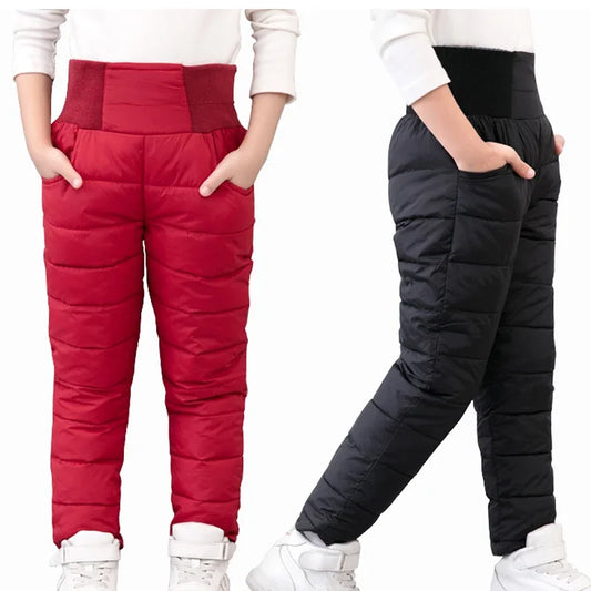 Casual Girl Boy Winter Pants Cotton Padded Thick Warm