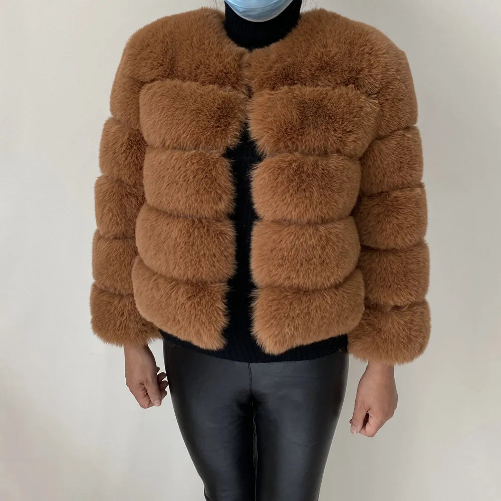 Women Faux Fur Coat Autumn Winter High Quality