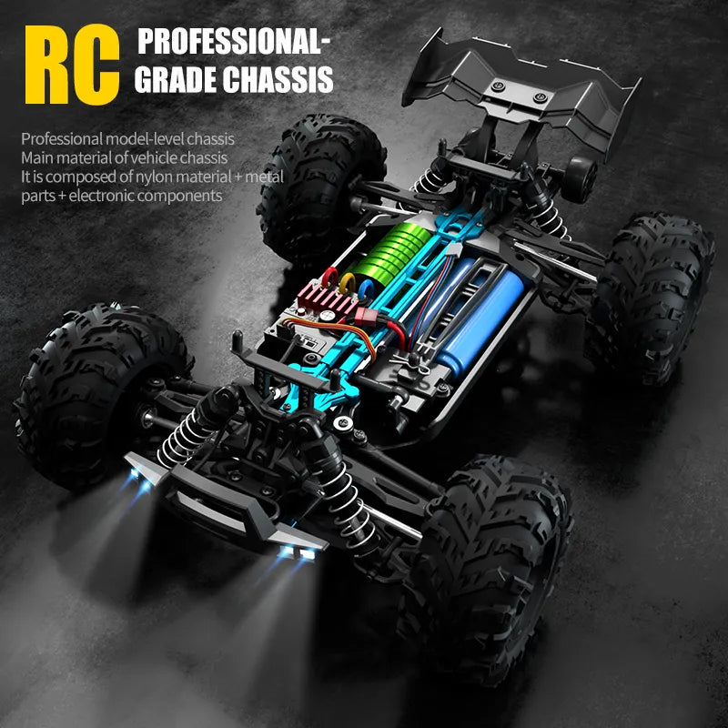 Carro de corrida 4WD com caminhão monstro de controle remoto LED para crianças