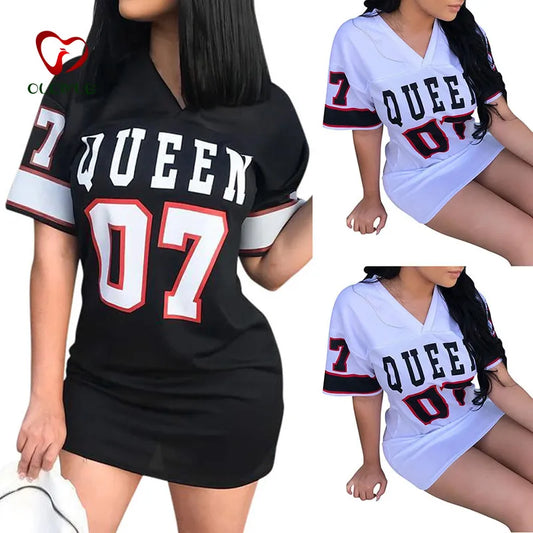 T Shirt Dress Women Hip Hop Queen Printed