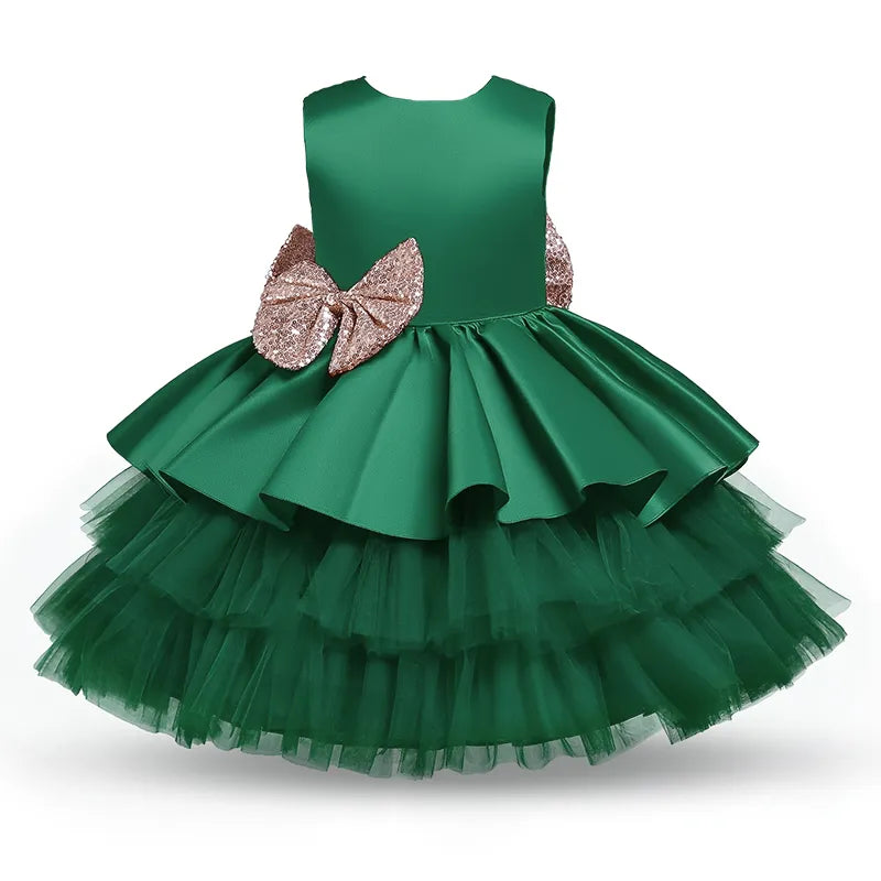 Toddler Baby Girl Dress  Big Bow Baptism Dress