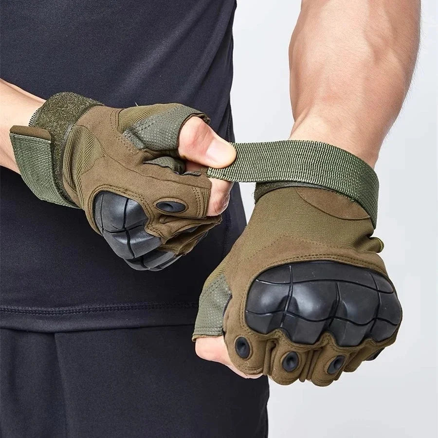 Tactical Army Fingerless Gloves Hard Knuckle Paintball Airsoft