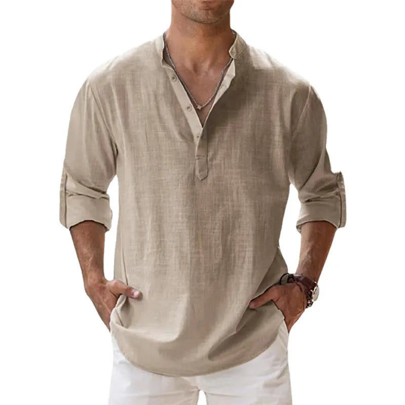 Cotton Linen Shirts Lightweight Long Sleeve