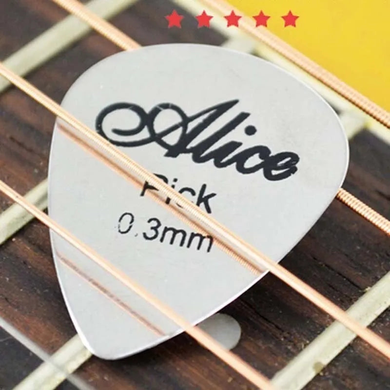 5/10Pcs Metal Guitar Pick 0.3mm Thin Durable Silver