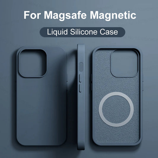 Liquid Silicone Magnetic Cases For iPhone 15 14 13 Pro Max Plus