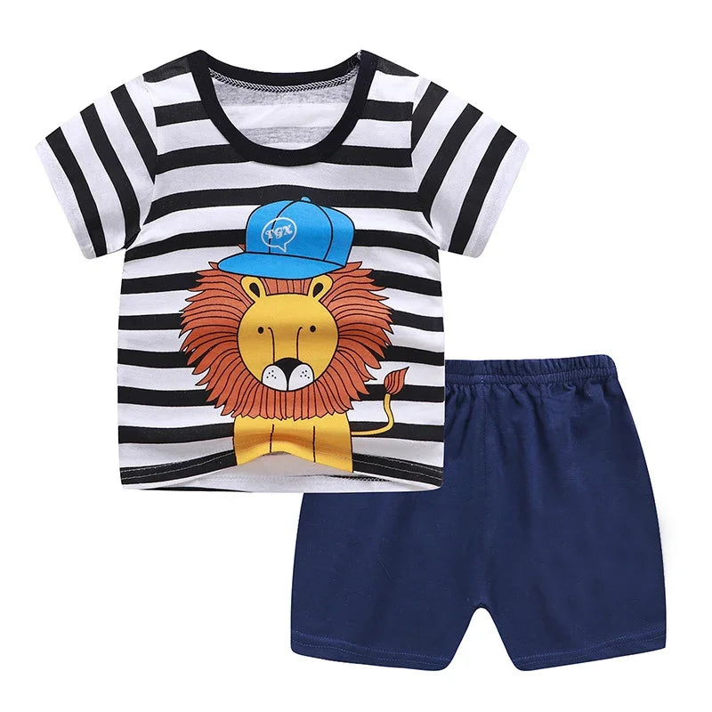 Brand Cotton Baby Sets Leisure Sports Boy T-shirt + Shorts Sets