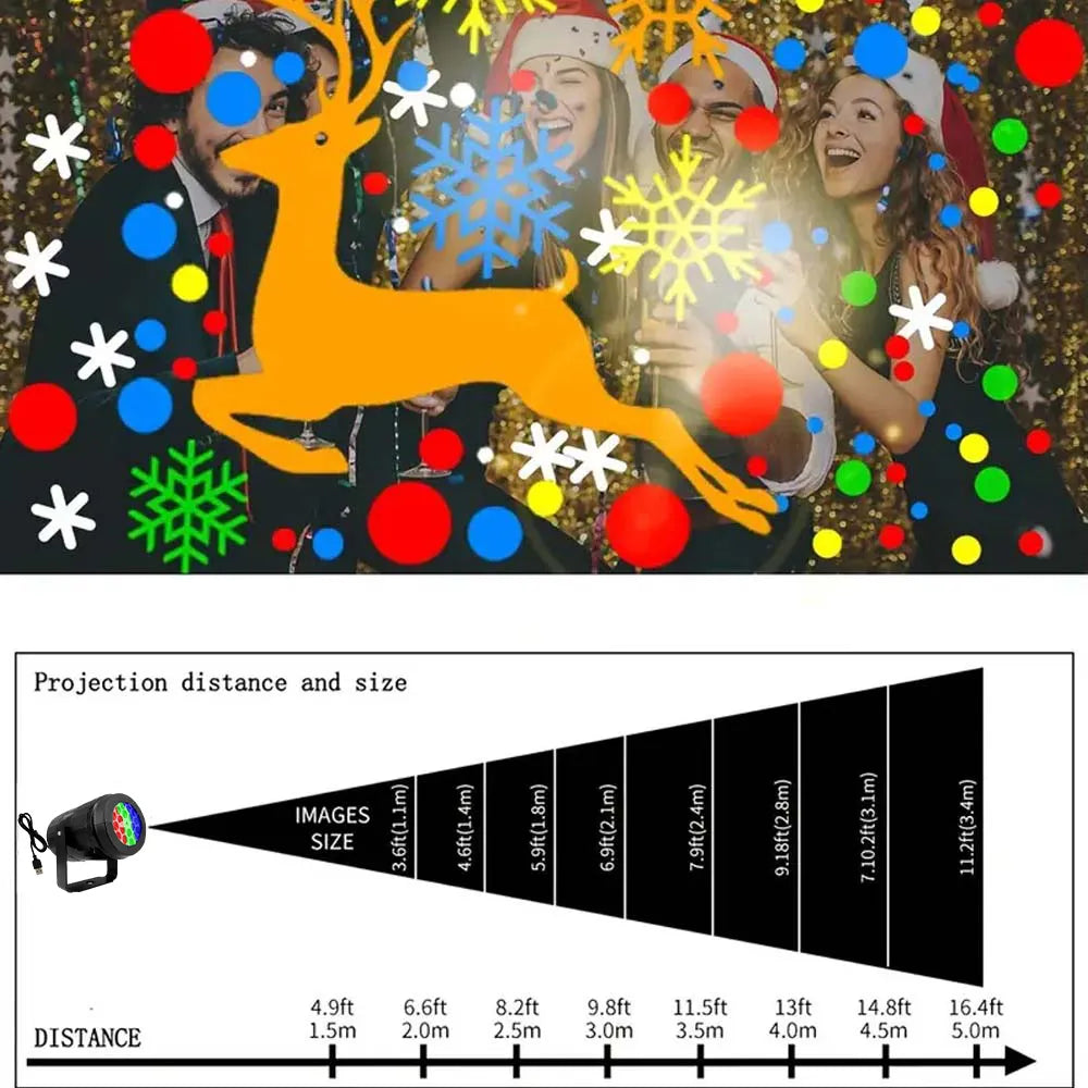 USB Power Snowflake Christmas Projector LED