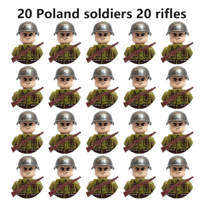 20Pcs/Set WW2 Military Soldier Blocks Action Figure