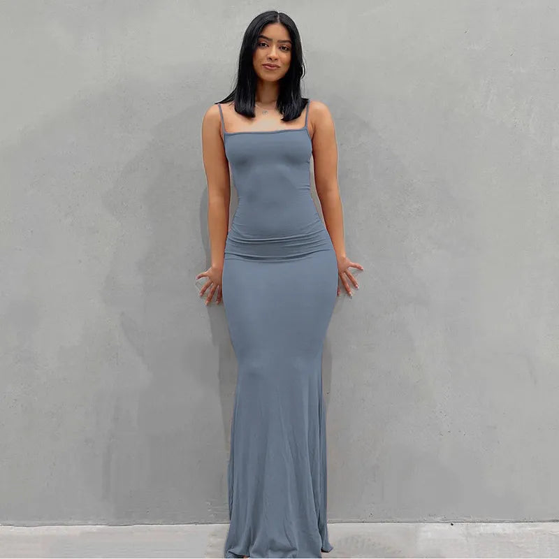 Satin Slip Sleeveless Backless Maxi Dress