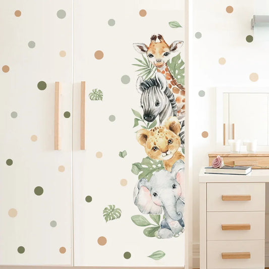 Door Stickers Cute Jungle Animals for Kids Room