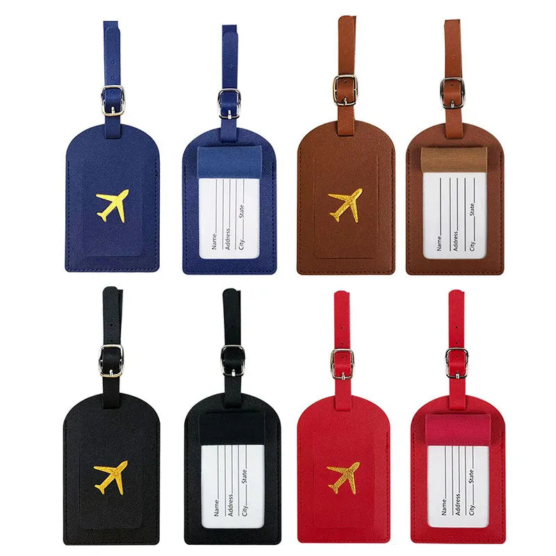 1PC PU Leather Luggage Tag Suitcase Identifier Label Baggage