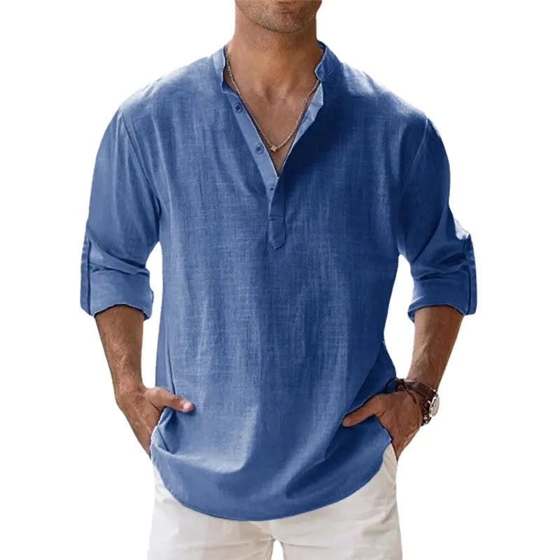 Cotton Linen Shirts Lightweight Long Sleeve