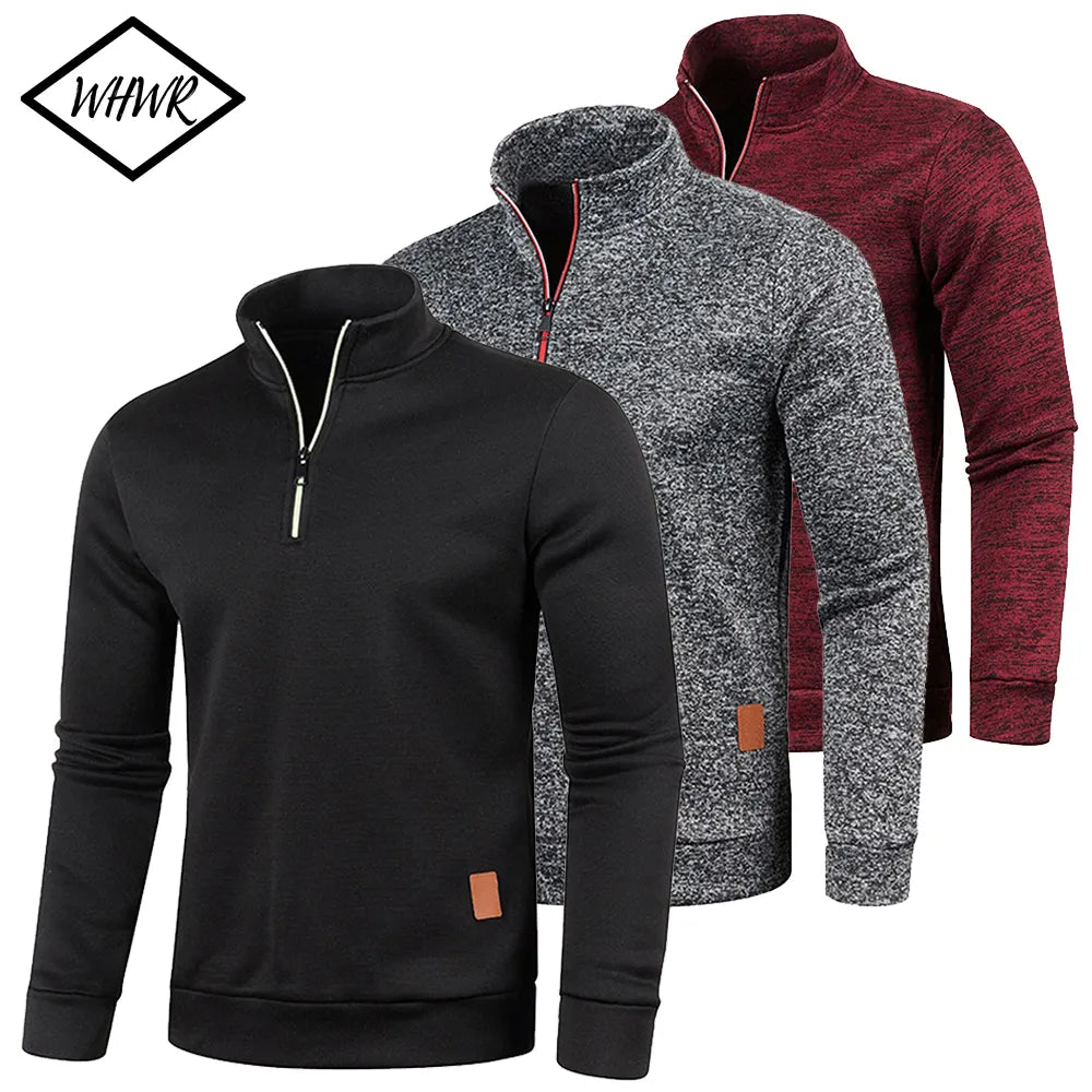 Men Sweatshirts Spring Thicker Pullover Half Zipper