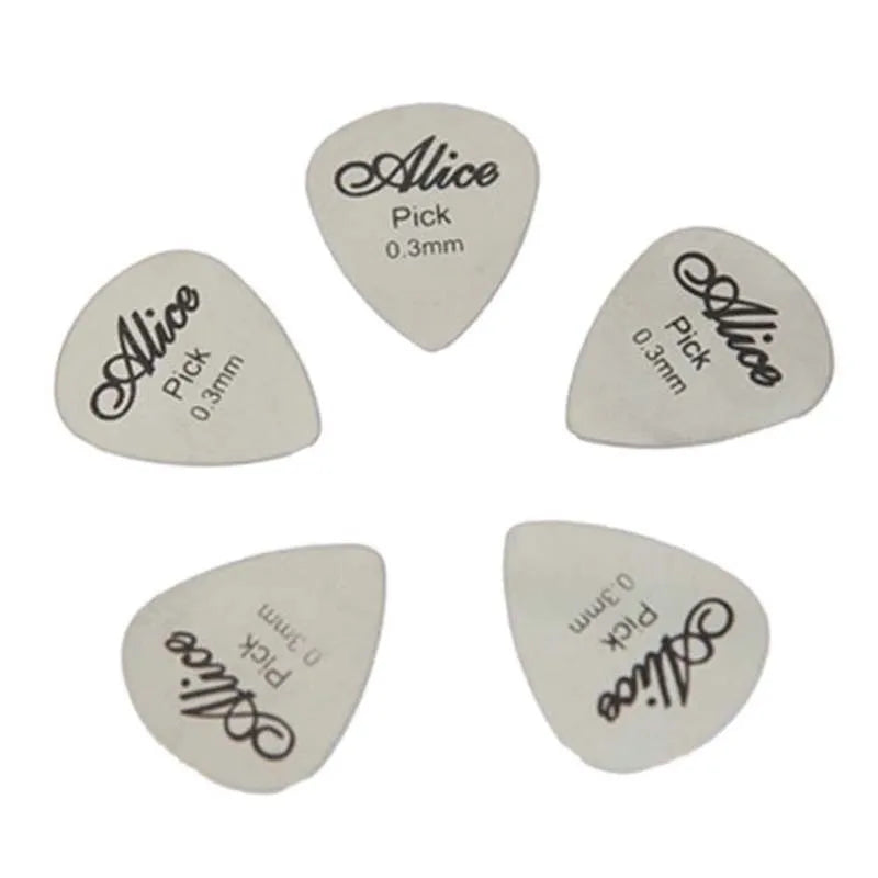 5/10Pcs Metal Guitar Pick 0.3mm Thin Durable Silver