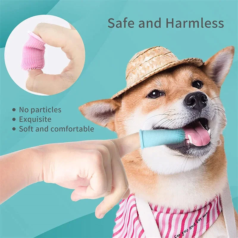 Dog Super Soft Pet Finger Toothbrush Teeth Cleaning Bad Breath