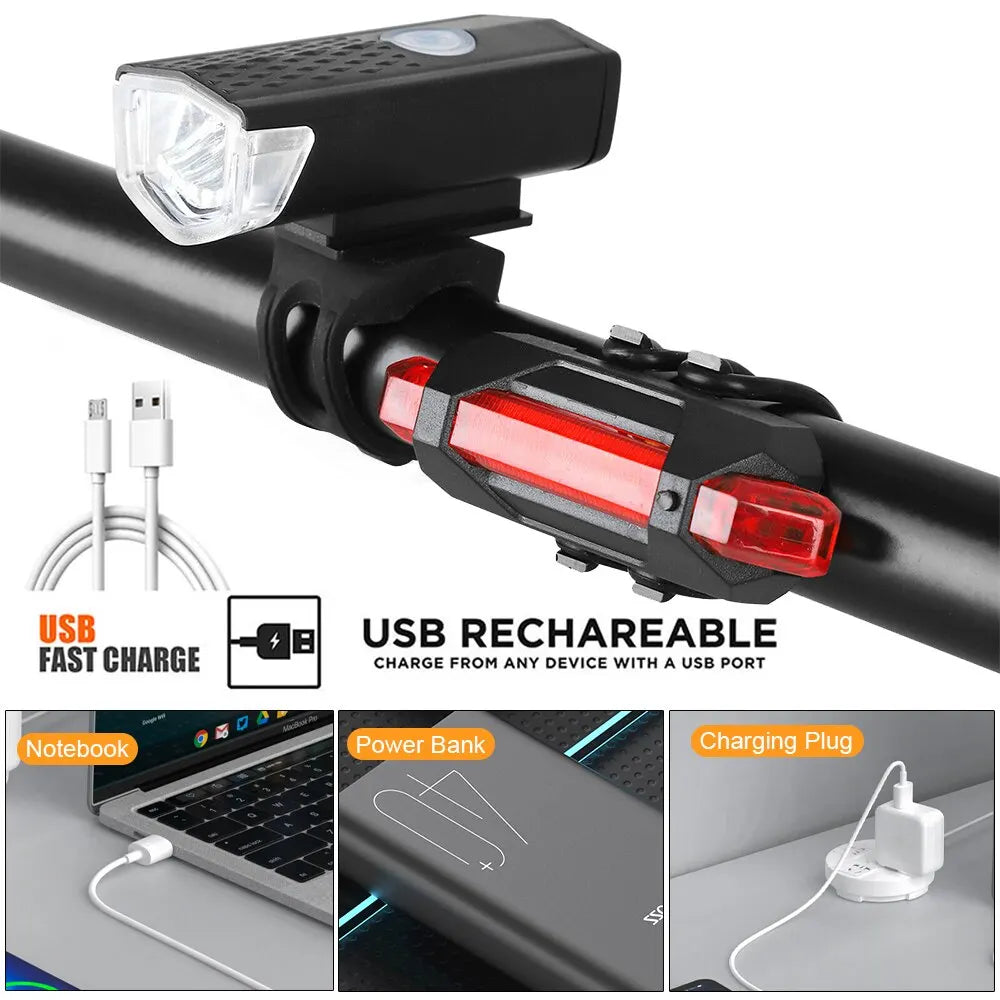 USB Rechargeable Bike Light Set Front Light