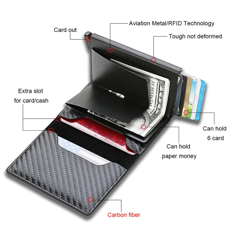 Custom Card Holder Rfid Black Carbon Fiber