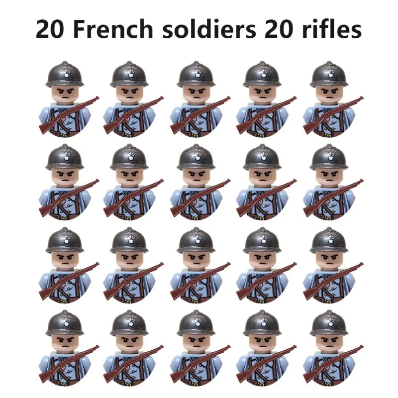 20Pcs/Set WW2 Military Soldier Blocks Action Figure